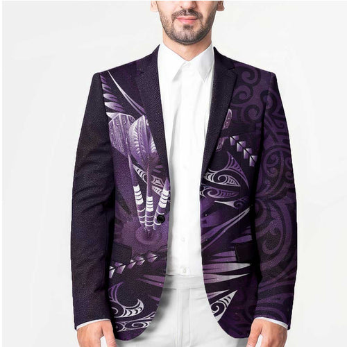 Personalised All Purple New Zealand Darts Blazer Aoteroa Fern Maori Galaxy Style - Aussie Hoodie