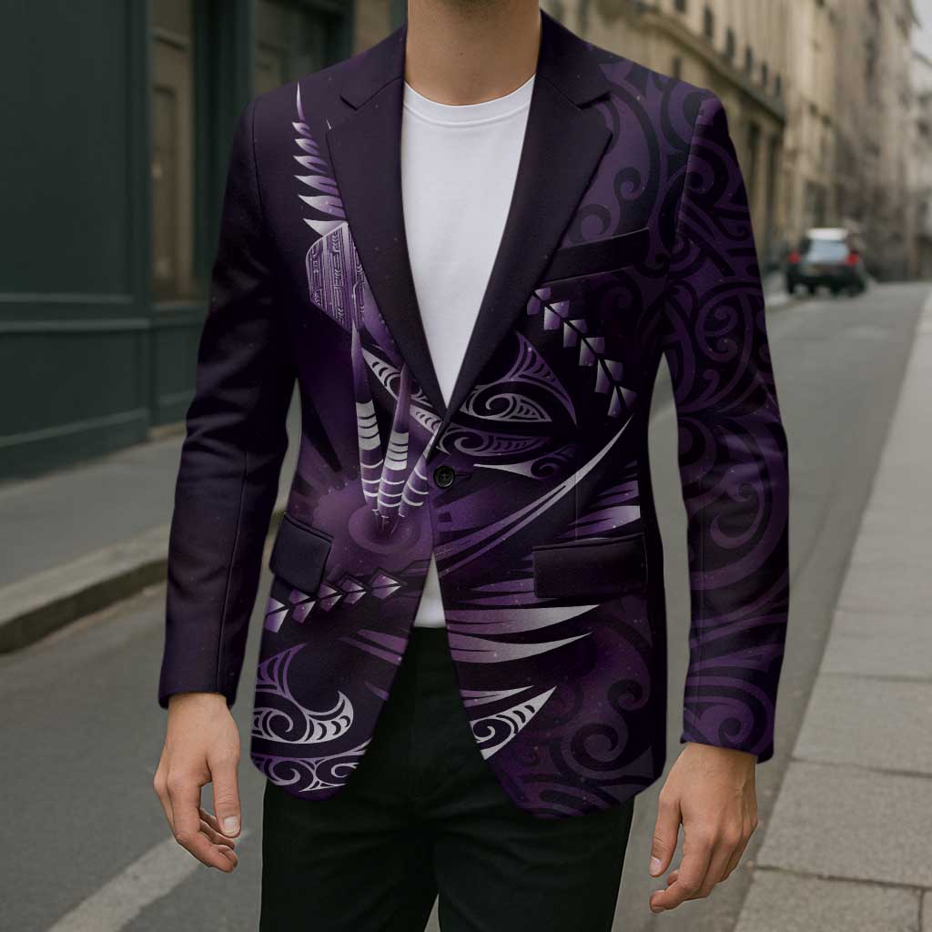 Personalised All Purple New Zealand Darts Blazer Aoteroa Fern Maori Galaxy Style - Aussie Hoodie
