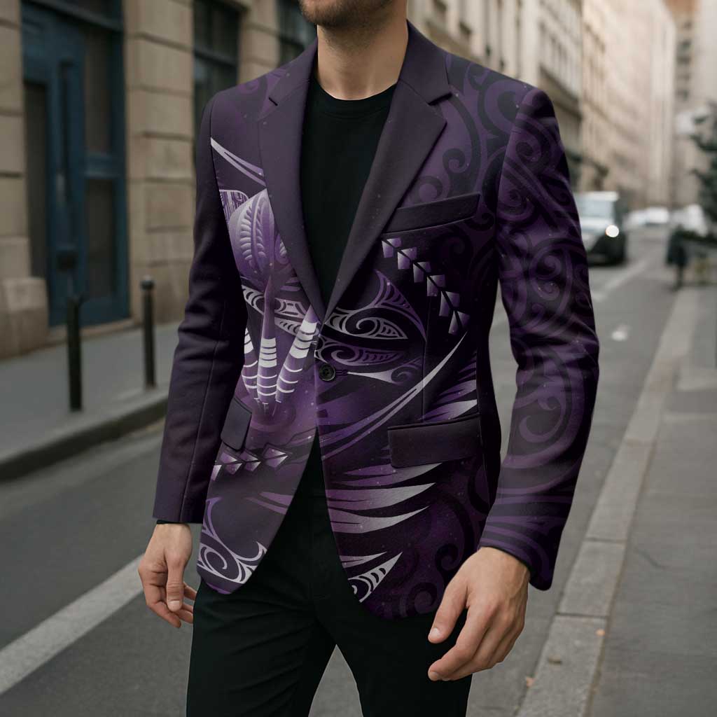 Personalised All Purple New Zealand Darts Blazer Aoteroa Fern Maori Galaxy Style - Aussie Hoodie