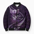 Personalised All Purple New Zealand Darts Bomber Puffer Jacket Aoteroa Fern Maori Galaxy Style - Aussie Hoodie