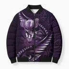 Personalised All Purple New Zealand Darts Bomber Puffer Jacket Aoteroa Fern Maori Galaxy Style - Aussie Hoodie