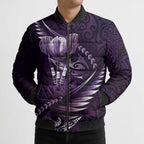 Personalised All Purple New Zealand Darts Bomber Puffer Jacket Aoteroa Fern Maori Galaxy Style - Aussie Hoodie