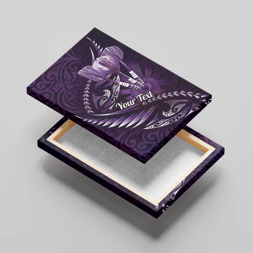 Personalised All Purple New Zealand Darts Canvas Wall Art Aoteroa Fern Maori Galaxy Style
