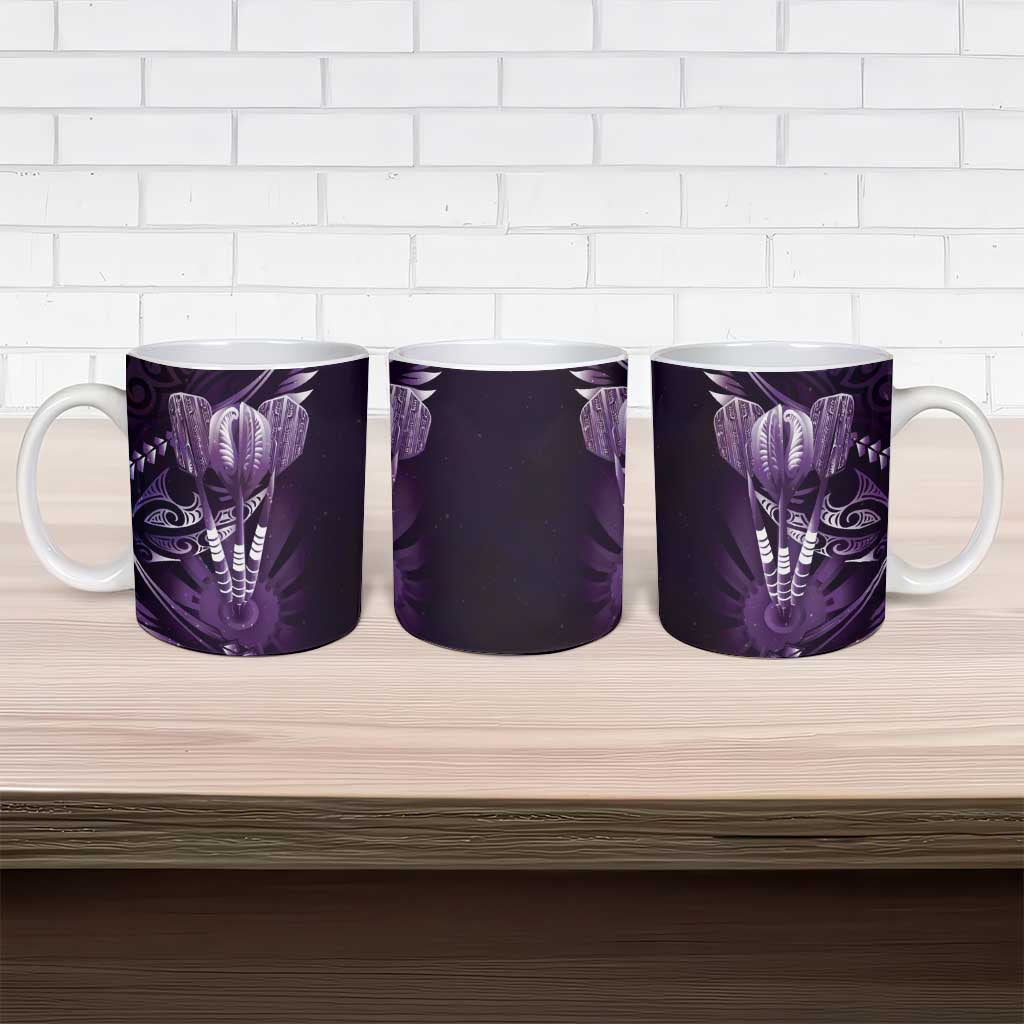 All Purple New Zealand Darts Ceramic Mug Aoteroa Fern Maori Galaxy Style - Aussie Hoodie