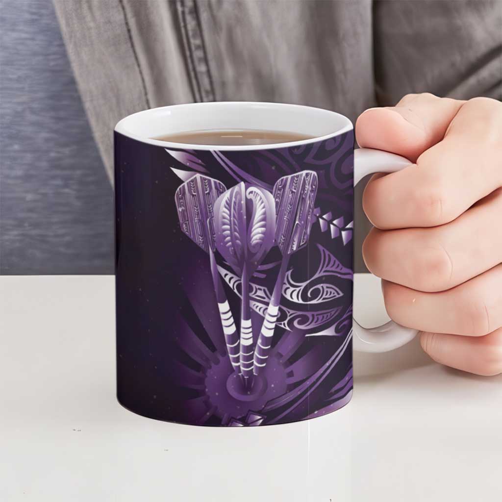 All Purple New Zealand Darts Ceramic Mug Aoteroa Fern Maori Galaxy Style - Aussie Hoodie