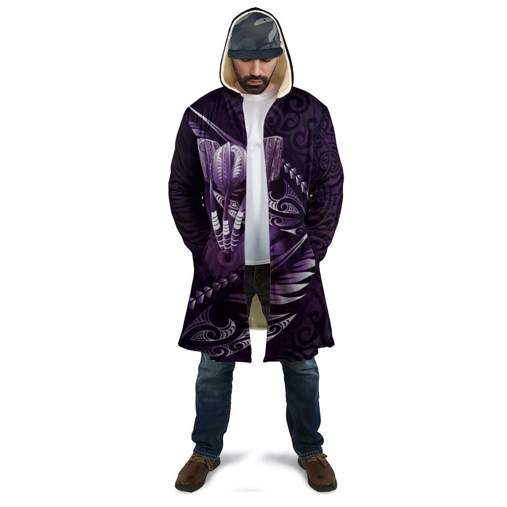 Personalised All Purple New Zealand Darts Cloak Aoteroa Fern Maori Galaxy Style - Aussie Hoodie