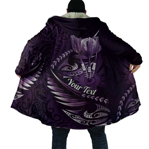Personalised All Purple New Zealand Darts Cloak Aoteroa Fern Maori Galaxy Style - Aussie Hoodie