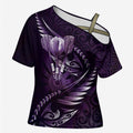 Personalised All Purple New Zealand Darts Cross Shoulder Shirt Aoteroa Fern Maori Galaxy Style - Aussie Hoodie