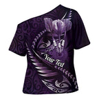 Personalised All Purple New Zealand Darts Cross Shoulder Shirt Aoteroa Fern Maori Galaxy Style - Aussie Hoodie