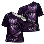 Personalised All Purple New Zealand Darts Cross Shoulder Shirt Aoteroa Fern Maori Galaxy Style - Aussie Hoodie