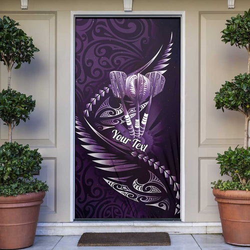 Personalised All Purple New Zealand Darts Door Cover Aoteroa Fern Maori Galaxy Style - Aussie Hoodie