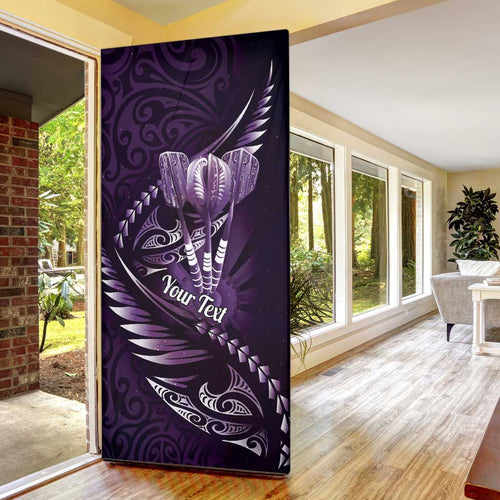 Personalised All Purple New Zealand Darts Door Cover Aoteroa Fern Maori Galaxy Style - Aussie Hoodie