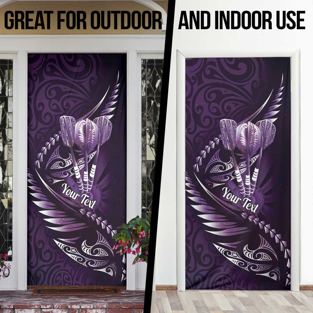 Personalised All Purple New Zealand Darts Door Cover Aoteroa Fern Maori Galaxy Style - Aussie Hoodie