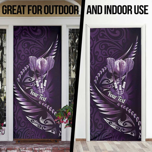 Personalised All Purple New Zealand Darts Door Cover Aoteroa Fern Maori Galaxy Style - Aussie Hoodie