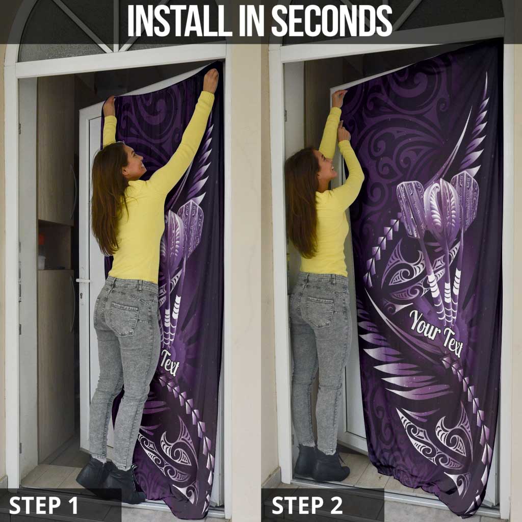 Personalised All Purple New Zealand Darts Door Cover Aoteroa Fern Maori Galaxy Style - Aussie Hoodie