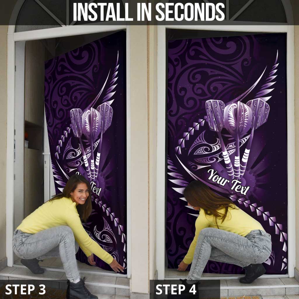 Personalised All Purple New Zealand Darts Door Cover Aoteroa Fern Maori Galaxy Style - Aussie Hoodie