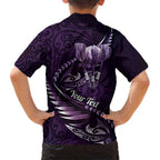 Personalised All Purple New Zealand Darts Family Matching Summer Maxi Dress and Hawaiian Shirt Aoteroa Fern Maori Galaxy Style
