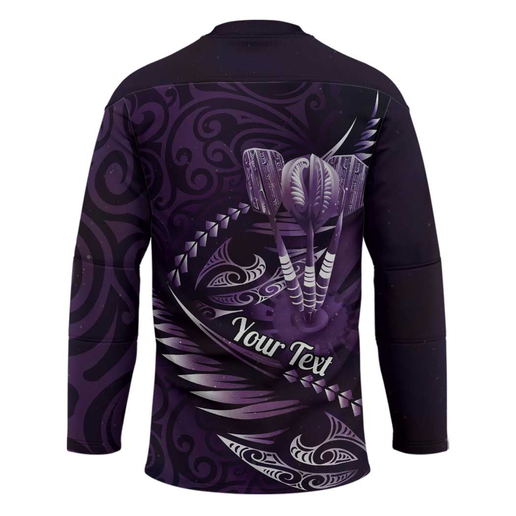 Personalised All Purple New Zealand Darts Hockey Jersey Aoteroa Fern Maori Galaxy Style - Aussie Hoodie
