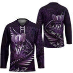 Personalised All Purple New Zealand Darts Hockey Jersey Aoteroa Fern Maori Galaxy Style - Aussie Hoodie