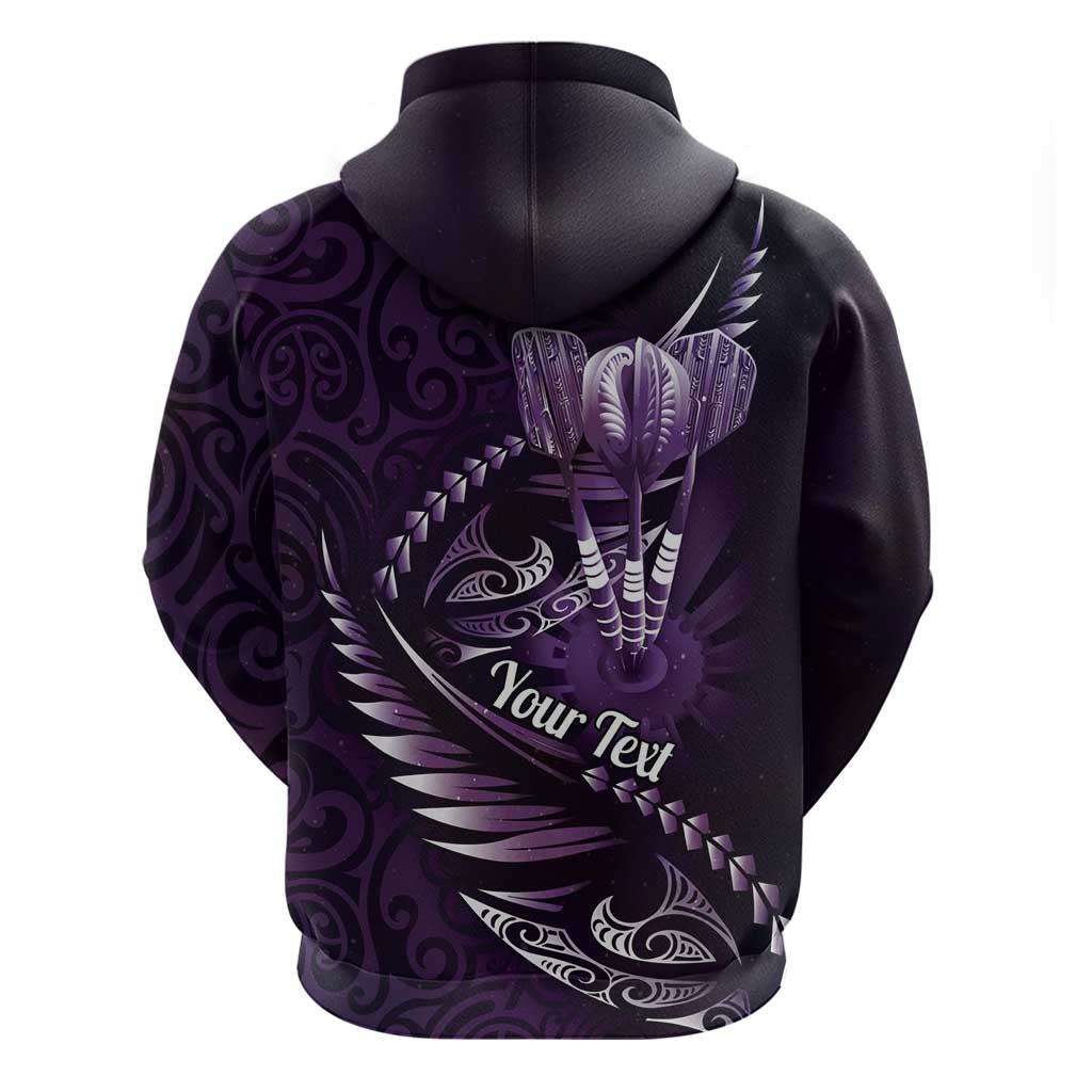 Personalised All Purple New Zealand Darts Hoodie Aoteroa Fern Maori Galaxy Style