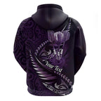 Personalised All Purple New Zealand Darts Hoodie Aoteroa Fern Maori Galaxy Style