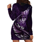 Personalised All Purple New Zealand Darts Hoodie Dress Aoteroa Fern Maori Galaxy Style