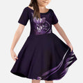 Personalised All Purple New Zealand Darts Kid Short Sleeve Dress Aoteroa Fern Maori Galaxy Style