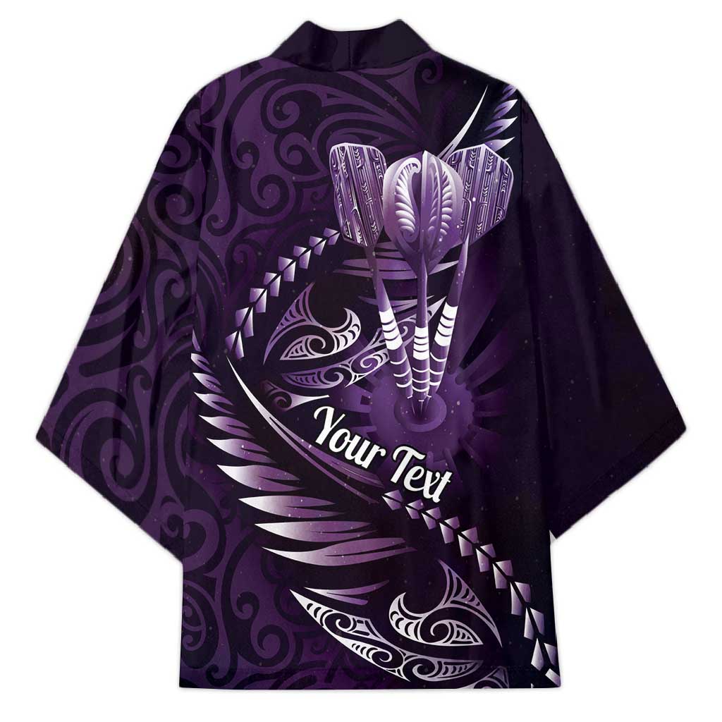Personalised All Purple New Zealand Darts Kimono Aoteroa Fern Maori Galaxy Style - Aussie Hoodie