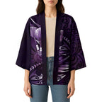 Personalised All Purple New Zealand Darts Kimono Aoteroa Fern Maori Galaxy Style - Aussie Hoodie