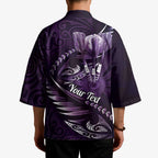 Personalised All Purple New Zealand Darts Kimono Aoteroa Fern Maori Galaxy Style - Aussie Hoodie