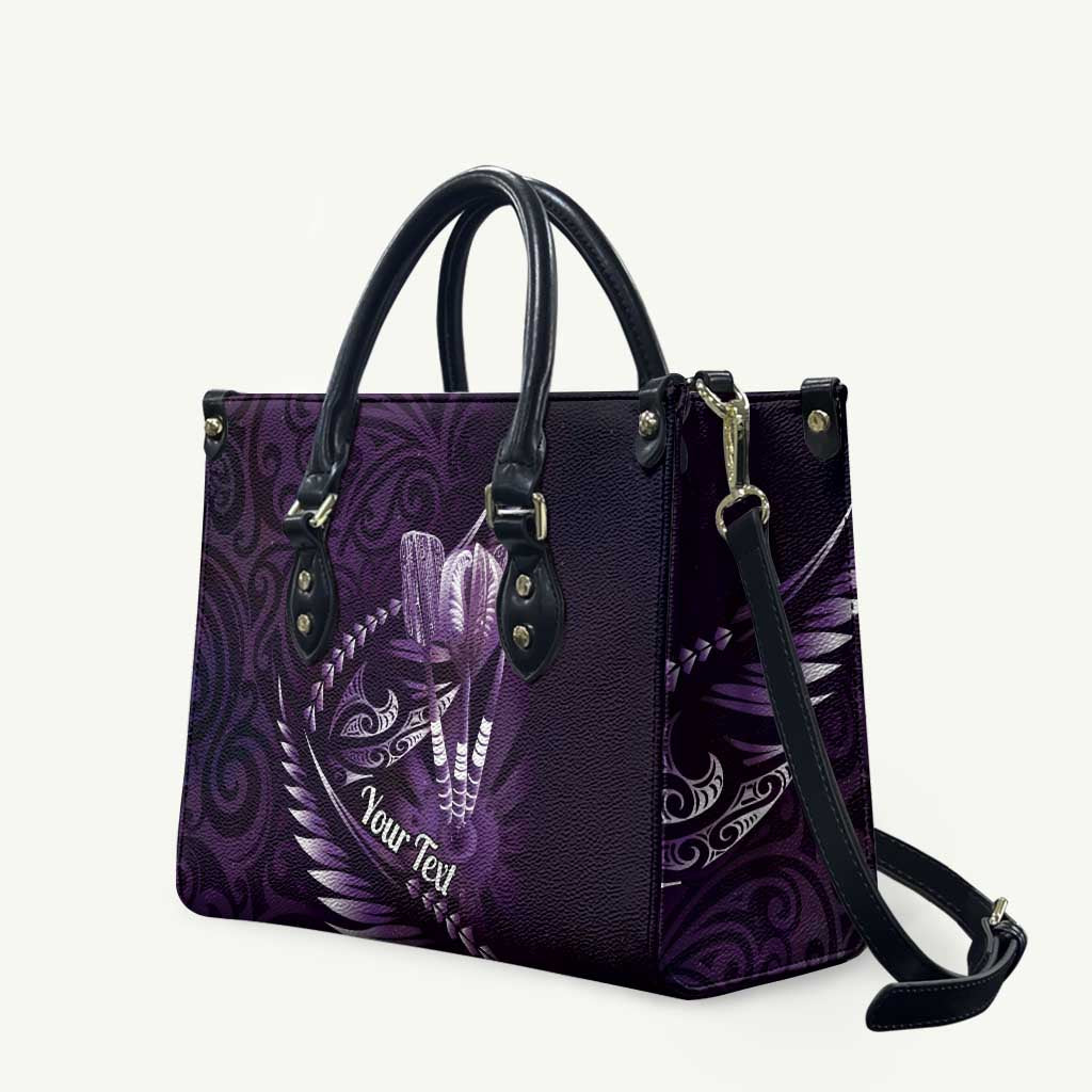 Personalised All Purple New Zealand Darts Leather Bag Aoteroa Fern Maori Galaxy Style - Aussie Hoodie