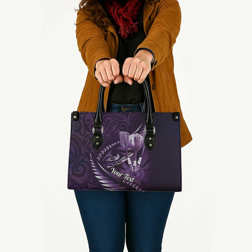Personalised All Purple New Zealand Darts Leather Bag Aoteroa Fern Maori Galaxy Style - Aussie Hoodie