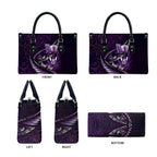 Personalised All Purple New Zealand Darts Leather Bag Aoteroa Fern Maori Galaxy Style - Aussie Hoodie