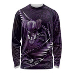 Personalised All Purple New Zealand Darts Long Sleeve Shirt Aoteroa Fern Maori Galaxy Style
