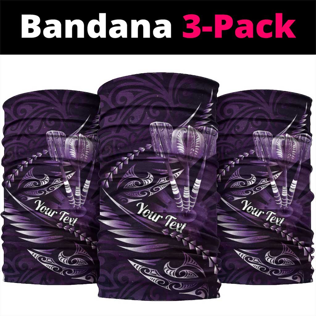 Personalised All Purple New Zealand Darts Neck Gaiter Aoteroa Fern Maori Galaxy Style - Aussie Hoodie