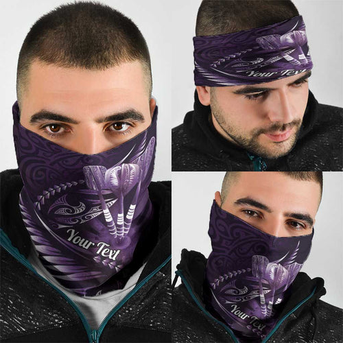 Personalised All Purple New Zealand Darts Neck Gaiter Aoteroa Fern Maori Galaxy Style - Aussie Hoodie