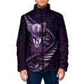 Personalised All Purple New Zealand Darts Padded Jacket Aoteroa Fern Maori Galaxy Style - Aussie Hoodie