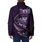 Personalised All Purple New Zealand Darts Padded Jacket Aoteroa Fern Maori Galaxy Style - Aussie Hoodie