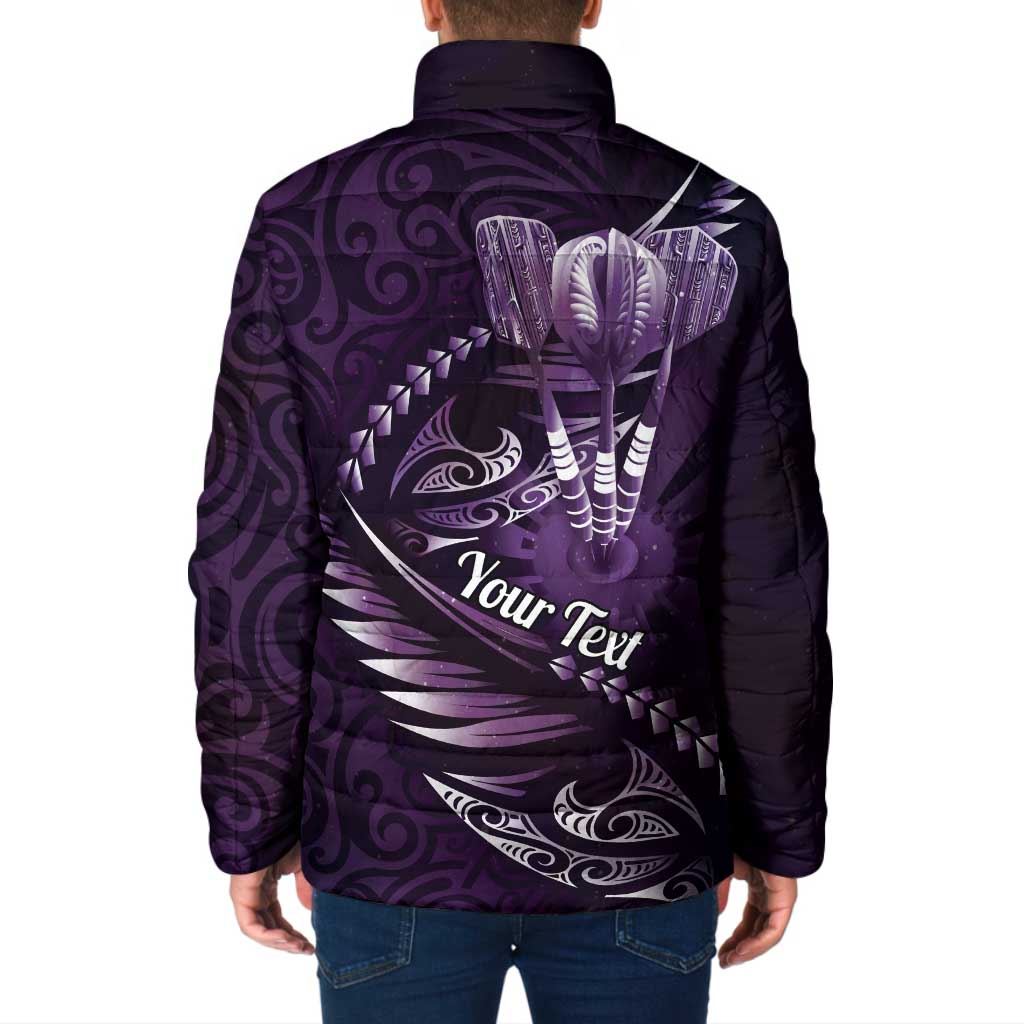 Personalised All Purple New Zealand Darts Padded Jacket Aoteroa Fern Maori Galaxy Style - Aussie Hoodie