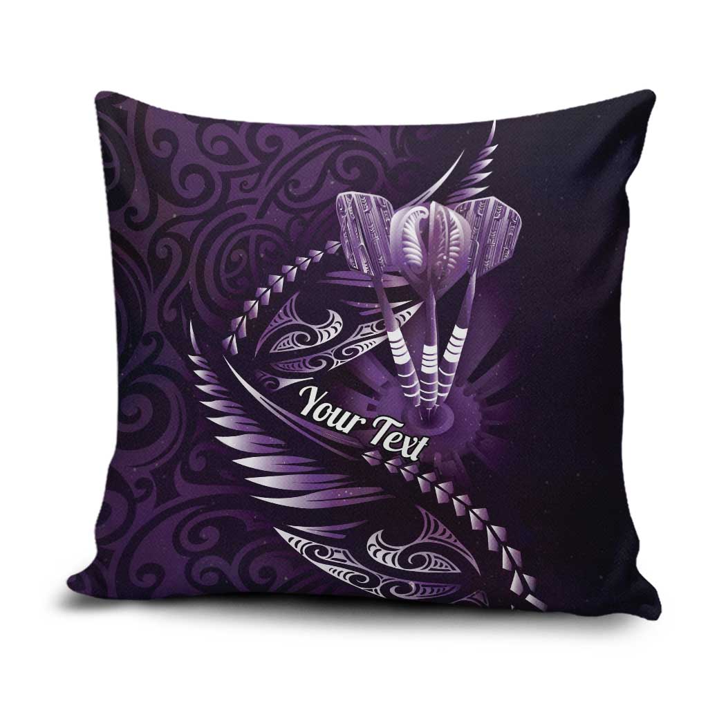 Personalised All Purple New Zealand Darts Pillow Cover Aoteroa Fern Maori Galaxy Style - Aussie Hoodie