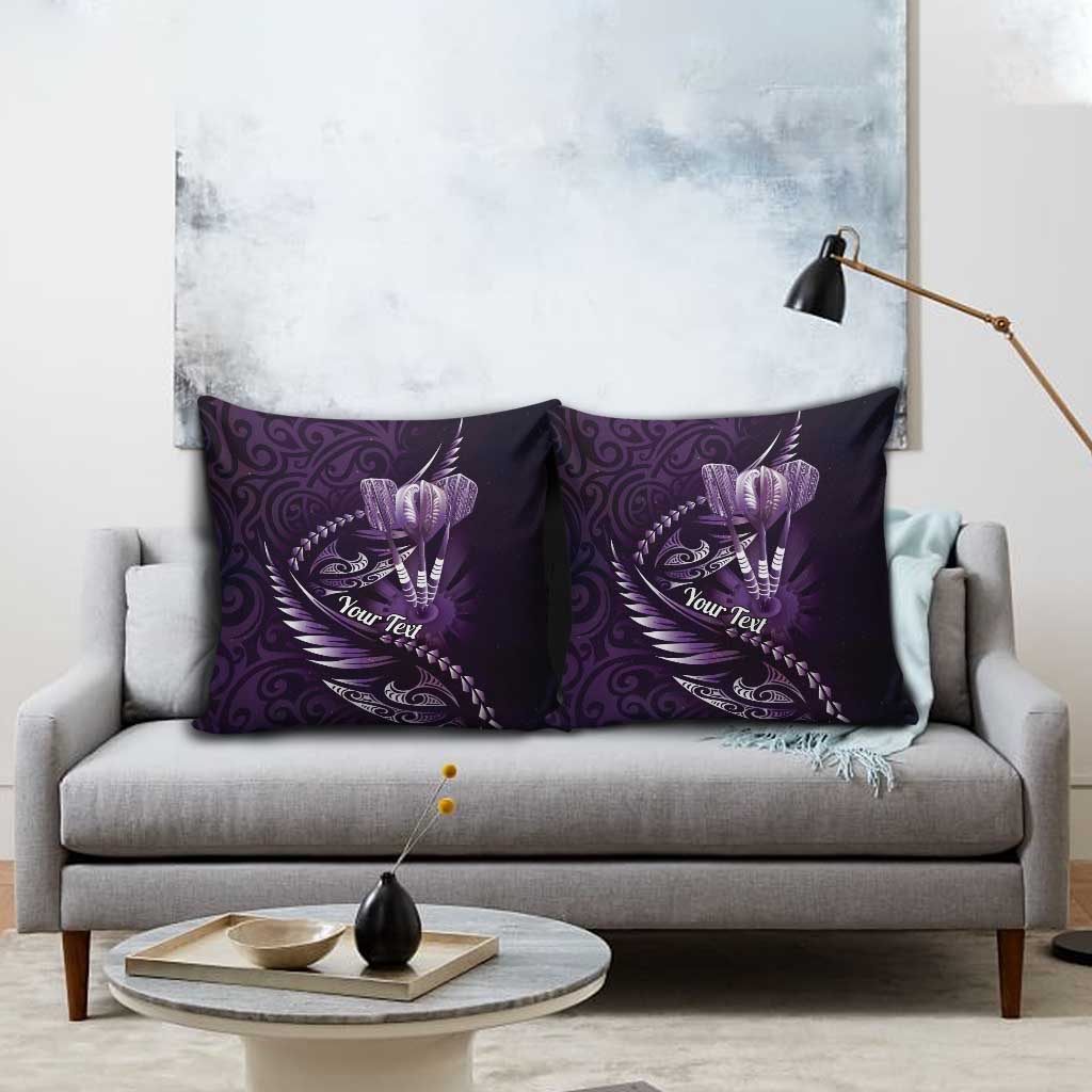 Personalised All Purple New Zealand Darts Pillow Cover Aoteroa Fern Maori Galaxy Style - Aussie Hoodie