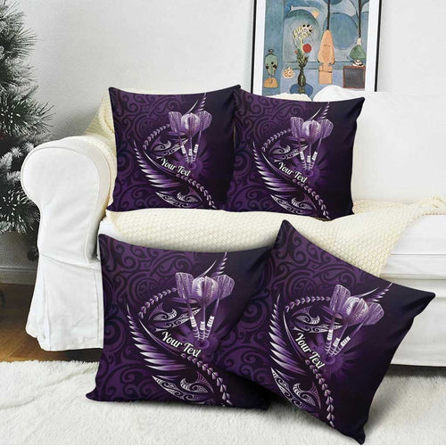 Personalised All Purple New Zealand Darts Pillow Cover Aoteroa Fern Maori Galaxy Style - Aussie Hoodie