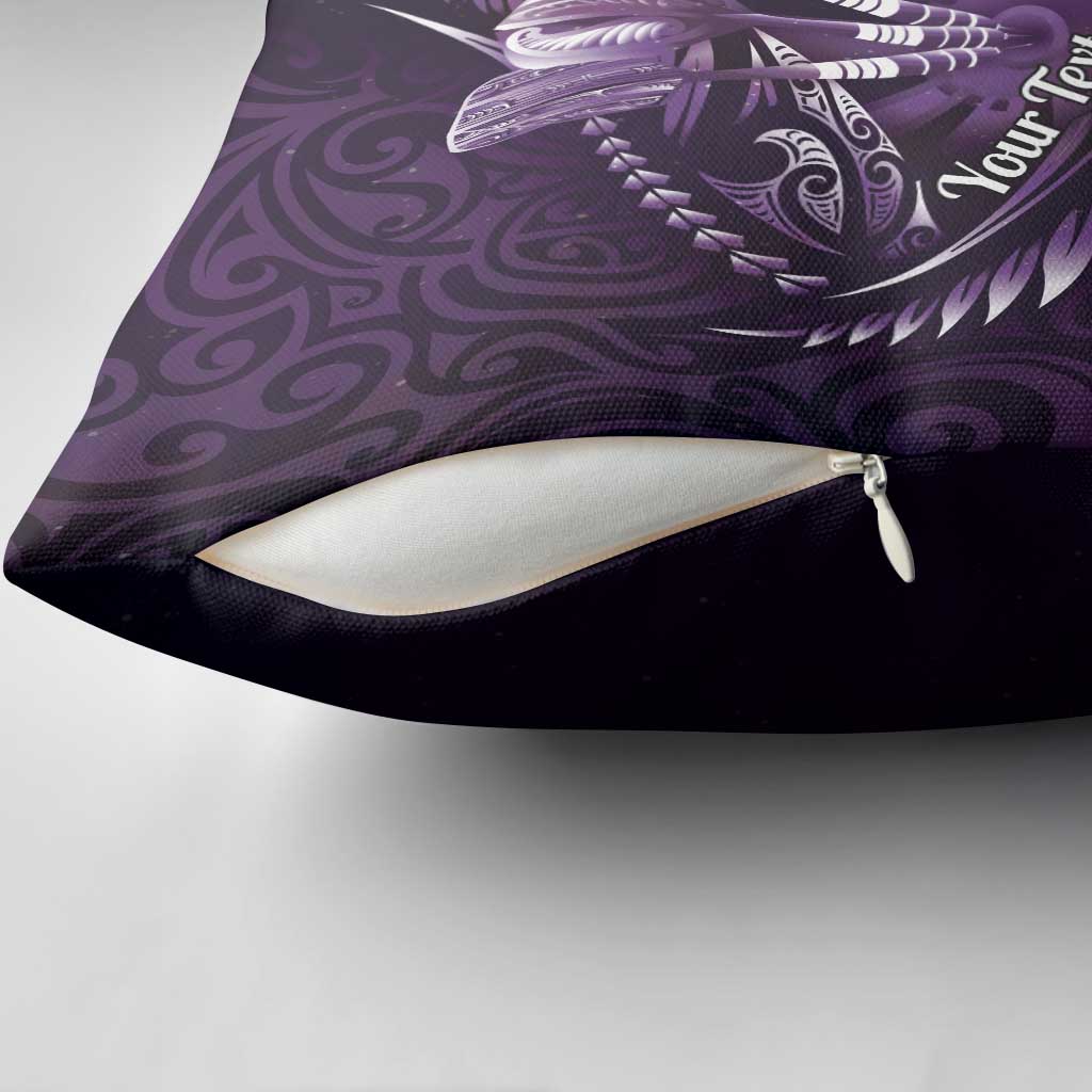 Personalised All Purple New Zealand Darts Pillow Cover Aoteroa Fern Maori Galaxy Style - Aussie Hoodie