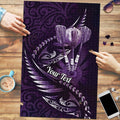 Personalised All Purple New Zealand Darts Puzzle Aoteroa Fern Maori Galaxy Style - Aussie Hoodie