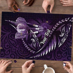 Personalised All Purple New Zealand Darts Puzzle Aoteroa Fern Maori Galaxy Style - Aussie Hoodie