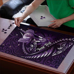 Personalised All Purple New Zealand Darts Puzzle Aoteroa Fern Maori Galaxy Style - Aussie Hoodie