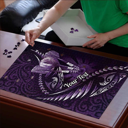 Personalised All Purple New Zealand Darts Puzzle Aoteroa Fern Maori Galaxy Style - Aussie Hoodie