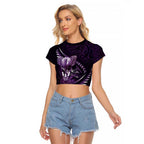 Personalised All Purple New Zealand Darts Raglan Cropped T Shirt Aoteroa Fern Maori Galaxy Style