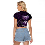 Personalised All Purple New Zealand Darts Raglan Cropped T Shirt Aoteroa Fern Maori Galaxy Style