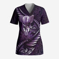 Personalised All Purple New Zealand Darts Scrub Top Aoteroa Fern Maori Galaxy Style - Aussie Hoodie